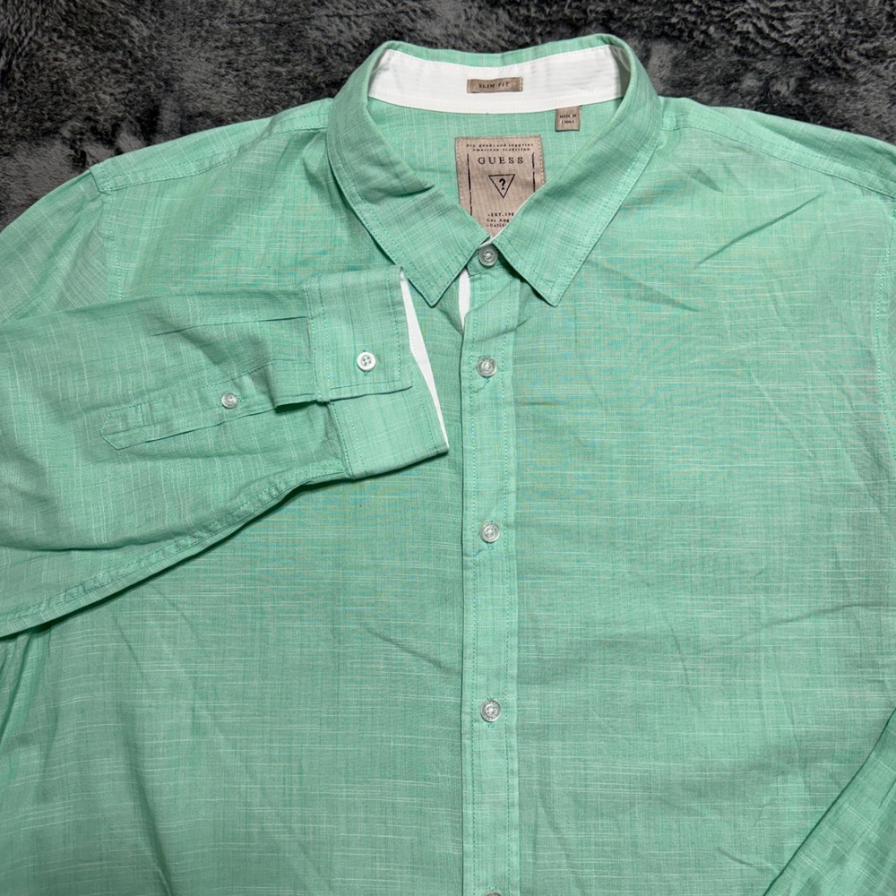 Guess Button Down Shirt Mens XXL Mint‎ Green